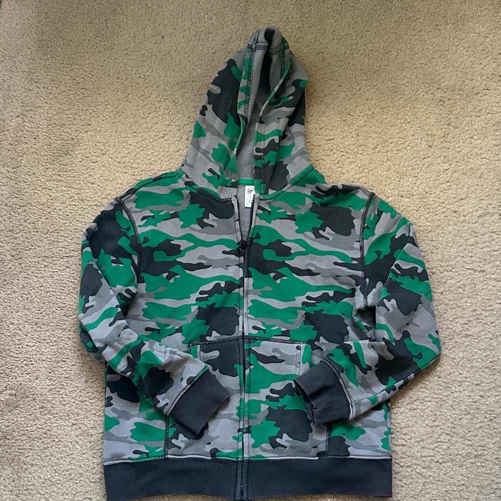 Gymboree Green and Gray Camouflage Hoodie